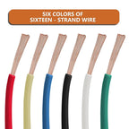 14 Gauge Wire Combo, 6 Roll Pack, 100ft Each (600ft Total) - Copper Clad Aluminium, Multi-Use, Insulated for Safety, Perfect for Home & Automotive