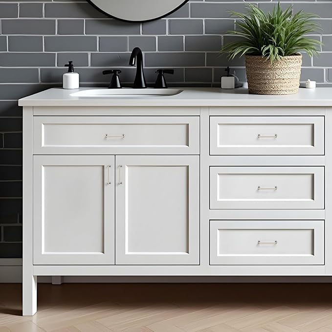 JOY DECOR Cabinet Pulls – 3-3/4 Inch Hole Center, Brushed Nickel, 2 Pack, Zinc Alloy Cabinet Handles for Drawers & Cupboard – Vintage Style Hardware for Kitchen, Bathroom, Dresser, Furniture Makeover