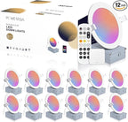 12 Pack Smart Recessed Lighting 6 Inch, Ultra-Thin LED Recessed Lighting 12W 1200LM Smart Downlight with Junction Box, Compatible with Alexa/Google Assistant - ETL and Energy Star Certified