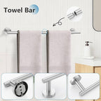10-Piece Towel Bar Set Brushed Nickel Bathroom Hardware Set Upgraded Towel Hooks Towel Holder Set for Bathroom Stainless Steel Wall Mounted Bathroom Accessories Set 23.6 Inch