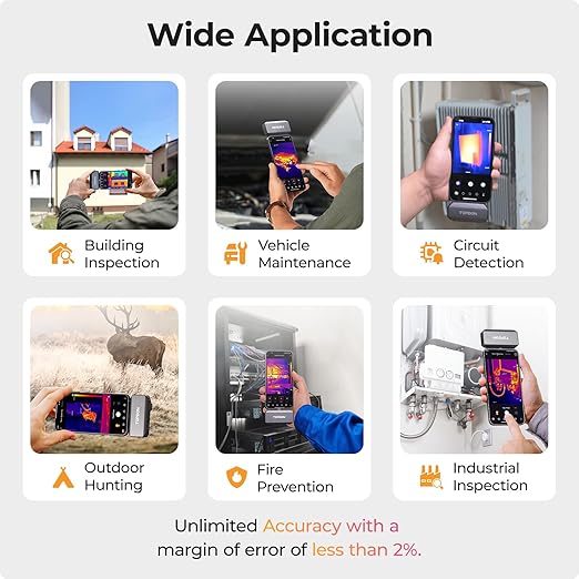 TOPDON TC002C Thermal Camera, 512 x 384 Super Resolution, 256 x 192 IR Resolution, Thermal Imager for iPhone 17/16/15 Series & iPads with Type-C Port, -4°F~1022°F Temp Range, Upgraded Version of TC002