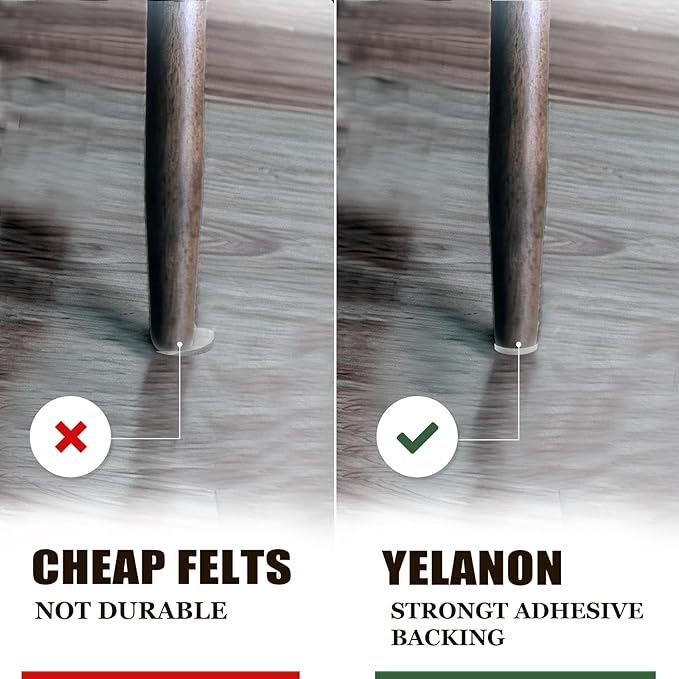 Yelanon Felt Furniture Pads -182 Pcs Premium Felt Pads for Chair Legs Furniture, Floor Protectors for Hardwood Floors,Black & Brown