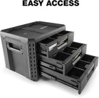 ToughBuilt StackTech XL 3 Drawer Tool Box, Heavy-Duty Portable Tools Chest, 50 lb Capacity - Stackable Toolbox Storage Organizer with 22 Dividers, Auto-Latching Drawers and Accessory Rails