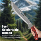 REAT Machete Heavy Duty with Leather Sheath,19-inch Full Tang 420 Stainless Steel Blade with Wood Handle,Machetes for Yard Work, Cutting Trees,Camping,Hunting