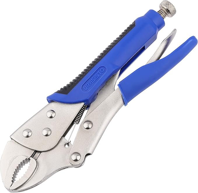 10-Inch Locking Pliers, Premium Alloy Steel Construction, Curved Jaw Locking Pliers with Wire Cutter, Quick Release, Fit for Clamping Twisting Welding