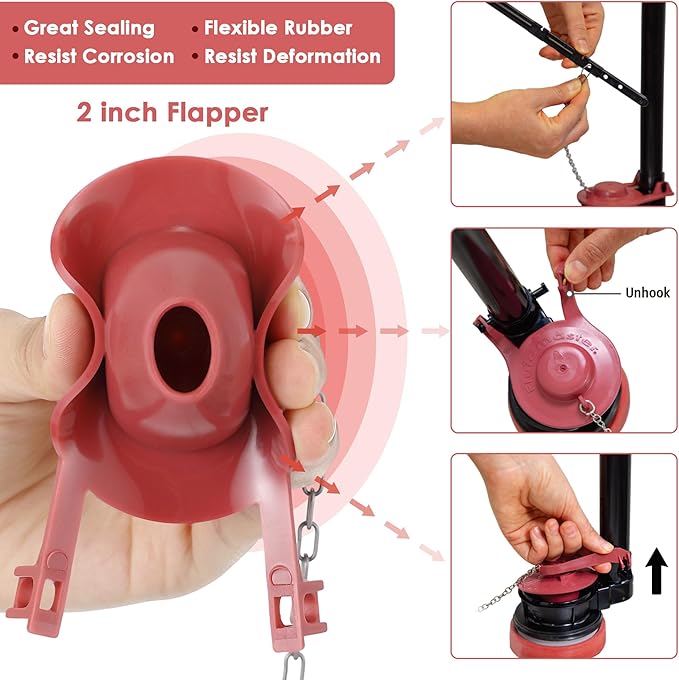 Saillong 1 Sets Toilet Float Replacement Kit, Universal Toilet Flusher Replacement Kit and 2 Inch Flapper Replacement, High-Performance Tank Water Control and Fill Valve