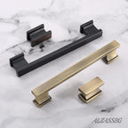 Alzassbg 5 Pack Brushed Antique Brass Cabinet Pulls, 15 Inch(381mm) Hole Centers Kitchen Cabinet Handles for Cabinets and Drawers AL3061AB