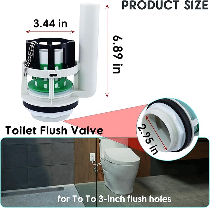 Toilet Flush Valve Replacement Parts Compatible with Toto THU Series Tower,for Two Piece Toilets, for 3-Inch Flush Hole,Including Repair Kits (Two-piece toilets)