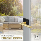 Mega Handles Prime Dummy Lever, Door Handle for Closet or French Doors, Single Side Door Levers, Fits All Standard Door Sizes, Covered Screws Included - Matte Black/Satin Brass (2 Pack) 5"