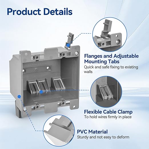 Old Work Box 2 Gang, 25 CU. in. Outlet Box, PVC, UL Listed, 96 Pack