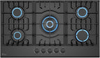 Empava 36" Bulit-in Tempered Glass Gas Cooktops 5 Italy Imported Sabaf Burners Stove Tops, 36 Inch, Black