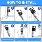4 Pieces Adjustable Toilet Fill Valve Replacement Kit with Gloves, Quiet Toilet Flush Valve for Tank and Bowl, Universal Toilet Valve Replacement Set (8–13 in, G15/16")