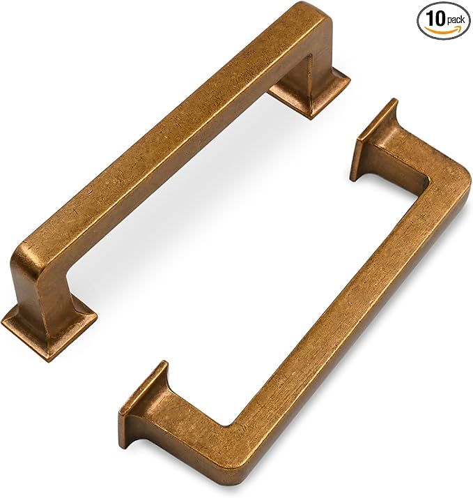 FILTA Cabinet Handles 3.75 Inch 10 Pack Antique Brass Cabinet Pulls for Kitchen Metal Drawer Pulls Modern Cabient Hardware Cupboard Handles