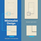 LIDER Minimalist Design Matte Finish Lighted 4-Way Decorator Light Switch, Four Way Frameless Rocker Switch, Residential/Commercial Grade, 15A 120V/277V, UL Listed, LS15-4W-LA, Light Almond