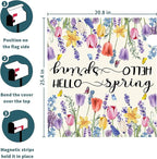 Hello Spring Mailbox Covers Tulip Lavender Butterfly Spring Decorative Mailbox Covers Magnetic Standard Size 25.5x21 In Rustic Waterproof Mailbox Wraps Post Letter Box Covers Garden Yard Outdoor Decor