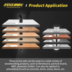 Wood Screws Assortment Kit, FIXLINK 240 PCS High Hardness Flat Head Wood Screws Set, Phillips Drive Assorted Screws, Contain 15PC Anchors and 8 Size (2-1/2”,2”,1-1/2”,1-1/4”,1”,3/4”,5/8”,1/2”), Black