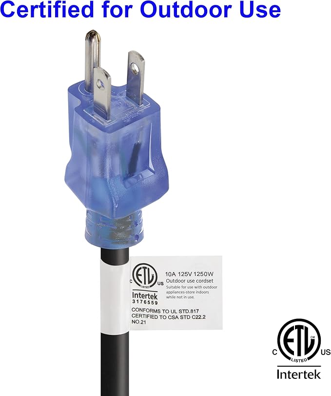 Clear Power 16 Gauge 3Prong Cords (16/3 SJTW & Cord Storage Wheel, Black, 80 ft - w/Wheel)