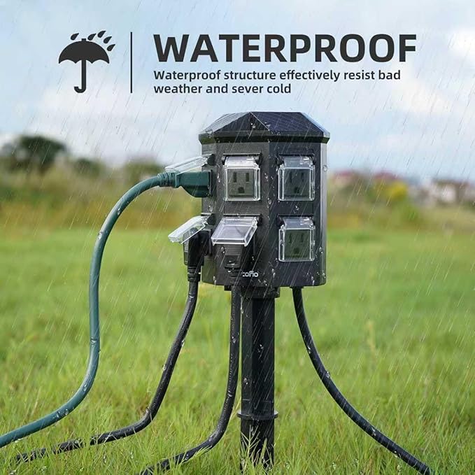 Outdoor Remote Control Power Strip, 100FT Extension Cord Waterproof, Independent Control Outlets, 6 Grounded Outlets for Outdoor Decorations, 14 AWG, 15A/1875W, ETL Listed (100 FT)