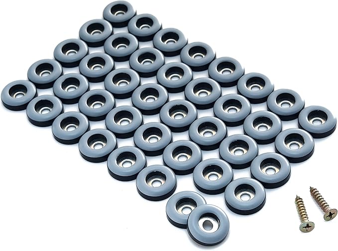 1" Screw on Furniture Glides Sliders-Furnigear PTFE (Teflon) Chair Leg Movers Sliders for Carpet and Hardwood Surface - Move Your Furniture Easy & Safely - Best Floor Protector (40pack)