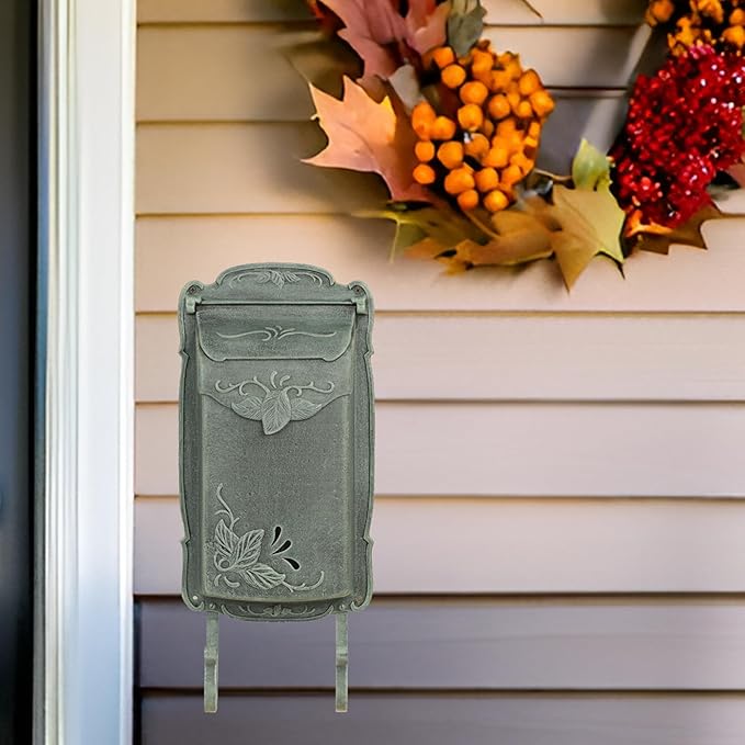 Special Lite Floral Vertical Wall Mount Mailbox - Verde Green Cast Aluminum Mailbox for Wall Mount - SVF-1001-VG