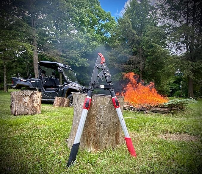 EZ Kut G2 Tree Trimmer Ratcheting Branch Cutter. Heavy Duty Branch Cutter. 42 inch Extendable Anvil Hand Loppers. Tree Pruner Trusted Since 1988. Chops Thick Branches with Ease.