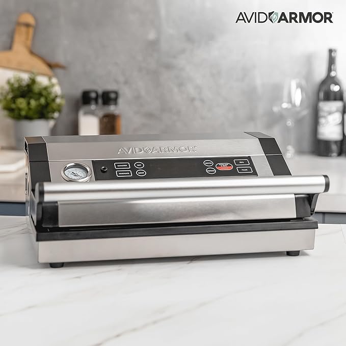 Avid Armor Vacuum Sealer A420 – 12" Wide Seal Bar for Wider Bags, Fits 50 ft Rolls, Seals Multiple Quart Bags, Food Saver for Kitchen Storage, Sous Vide, Marinating