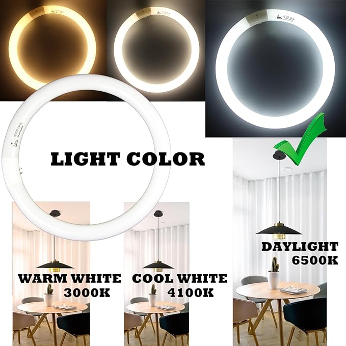 FC12T9 32 Watts Circline Light Bulbs Daylight, Circular 12 Inch T9 32W Round Fluorescent Bulb Replacement for Circle Ceiling Fixture Lamp, DL 6500K Tube, G10q 4 Pin Base, 2 Pack