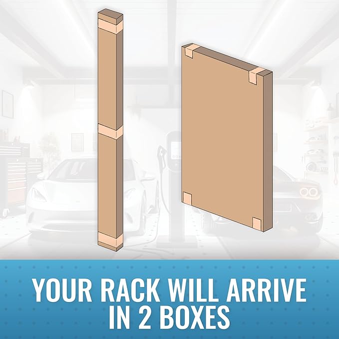 MonsterRax Overhead Garage Storage Rack - 4 x 8 Ceiling Rack for Garage Racks, Organization Shelving, Adjustable Hanging Shelf, White, 12"-21" Height Adjustment