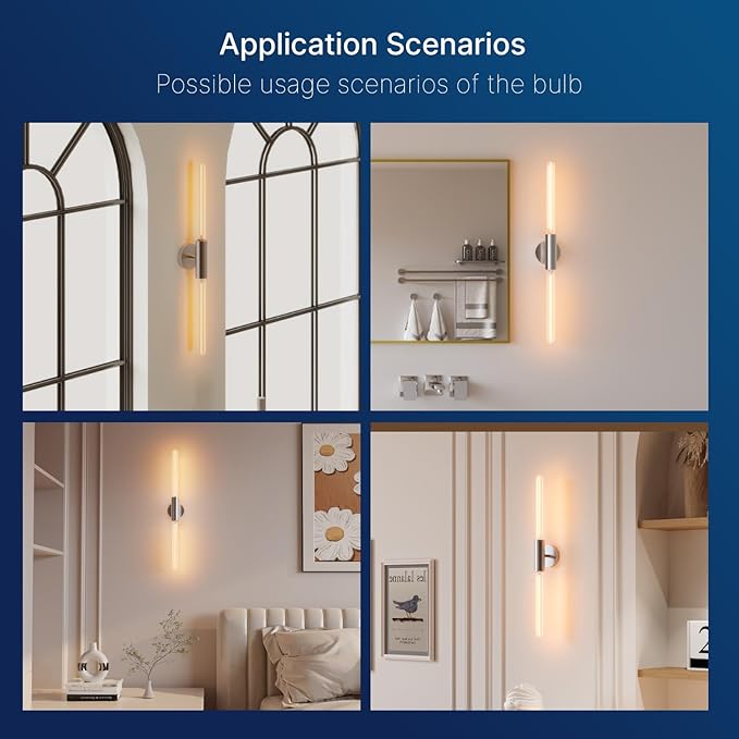 FLSNT Polished Nickel 2-Light Wall Sconce with Clear T30 Edison LED Bulbs, Dimmable E26 Standing Lamp, 2700K Soft White, 90CRI, 350LM, Industrial Wall Light for Living Room, Bedroom, Office