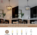 Black Gold Chandelier Light Fixture, Geometric Modern Farmhouse Pendant Light for Dining Living Room Entryway Kitchen Island Bedroom Chandelier, 5 Lights Metal Hanging Ceiling Light, 20 Inch