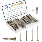 96 PCS Deck Screws Assortment Kit, Reverse Thread Composite Deck Screws Torx Drive Rust Resistant Epoxy Coated Exterior Wood Screw #8 1-5/8" 2" #10 2-1/2" 3", Tan