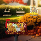Fall Pumpkin Mailbox Cover Magnetic Autumn Sunflower Maple Leaves Mailbox Cover Standard Size 21 x 18 Inch Thanksgiving Welcome Post Box Covers Wraps Home Garden Decor for Outdoor