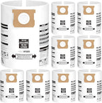 8PCS 10-14 Gallon Vacuum Bags for Shop Vac Bags, Disposable Wet Dry Vaccum Collection Bags Replace Part Type I #90672 9067200, Type F #90662 9066200 9066233, VF2005 (White)