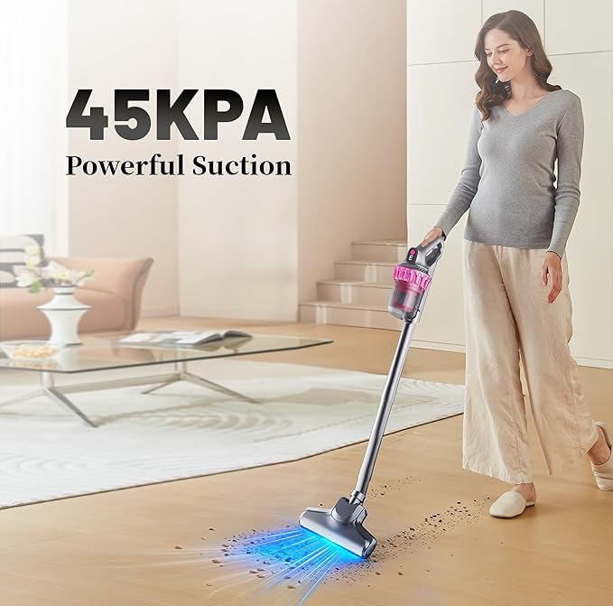 PATO Cordless Vacuum Cleaner,Stick Vac with LED Screen,4 in 1 Mattress Vacuum, 1500mah Battery, Strong Suction,Suitable for Bed, car, Sofa, Carpet, pet Hair，Hardwood Floor