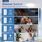 Amico Dimmer Light Switch, Single-Pole or 3-Way Slide Dimmer Switches for Led Lights, Suitable for 250W Dimmable LED/CFL Lights and 300W Incandescent/Halogen, Wall Plate Included, White, 1 Pack