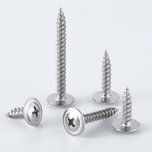 (150 pcs)#8×1-1/2" Phillips Truss Head Wood Screws Stainless Steel 410 Quick Metal Self Tapping