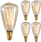 E14 25W Vintage Edison ST48 Squirrel Cage Filament Light Bulb - Dimmable Tear Drop Antique Candelabra Incandescent for Home Decorative, 2300K Amber Warm, AC120V, 4 Pack