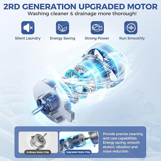 Nictemaw Portable Washing Machine 20Lbs Portable Washer with Drain Pump, 2.8 Cu.ft Compact Washer Machine with 10 Programs 8 Water Levels Compact Laundry Machine for Apartment, Home, Dorms, Rv