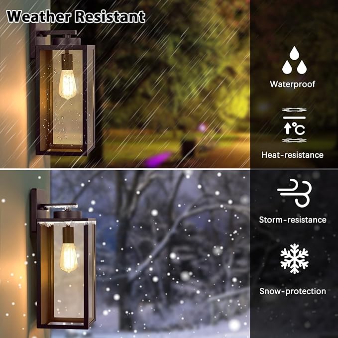 Large Size Outdoor Wall Light Fixtures, Exterior Lighting Fixtures Porch Sconces Wall Mounted, Waterproof Brown Outdoor Wall Lanterns Lamps, Outside Lights for House Patio Front Door Entryway, 2-Pack