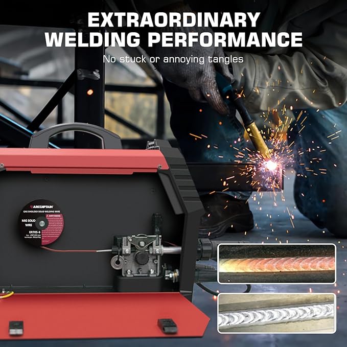 ARCCAPTAIN MIG Welding Wire, MIG Wire ER70S-6 2Lbs Gas Solid Carbon Steel Low Splatter MIG Welding Wire Compatible With Lincoln Miller Forney Harbor Welder 1KG (0.023" 2Lb)