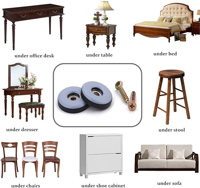 1-1/2" Screw on Furniture Sliders-Furnigear Heavy Duty PTFE (Teflon) Chair Leg Slides Glides Move Your Furniture Easy & Safely - Best Floor Protector(Grayish Blue-20pack)