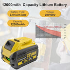 2Packs 12.0Ah Replacement for Dewalt 20V 60V Battery Compatible with Dewalt 20V/60V Battery DCB609 DCB606 DCB612 Series Power Tools (Yellow)