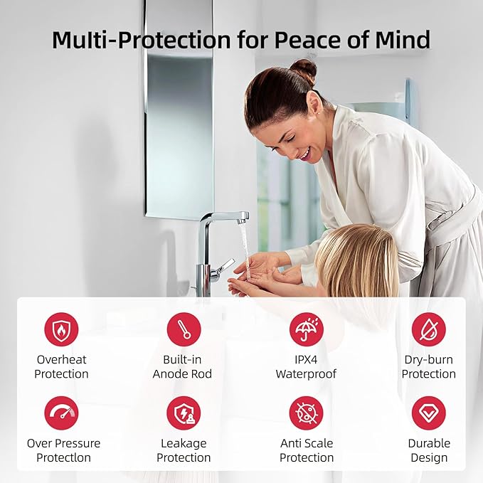 MIZUDO Electric Mini Tank Water Heater - 4.0 Gallon Point of Use Instant Hot Water Heater for RV, Camper, Kitchen, Food Truck, 120V 1440W, Under Sink, Wall or Floor Mounted, Easy to Install