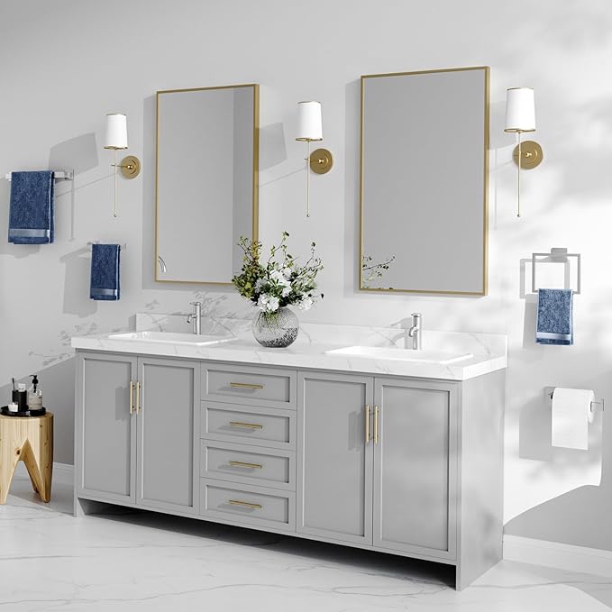 Bathroom Accessory Towel Bar Set: 5 Pieces Brushed Nickel Bathroom Hardware Square SUS304 Stainless Steel - Wall Mounted Towel Rack&Toilet Paper Holder&Towel Ring and Robe Hooks.