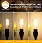 24-Pack Vintage LED Edison Bulbs 60 Watt Equivalent Dimmable 7W ST58 LED Filament Light Bulbs Warm White 3000K Antique Style Lighting High Brightness 800LM E26 Medium Base Clear Glass for Home Office