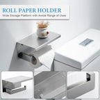 Brushed Nickel Bathroom Towel Bar Set Bathroom Accessories Hardware Set Including Double Towel Bar Towel Ring Coat Hook and Toilet Paper Holder with Shelf. Wall Mounted Stainless Steel