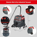 Starmix 1625 "Powerhouse Top 6.6 Gallons/25L, High Performance Multi-Use Portable Dust Extractor - Wet/Dry - Auto Self-Clean Filter System - HEPA Certified, 103464