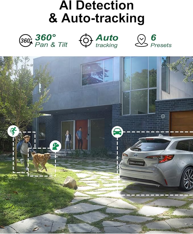 [Dual Lens 4MP+4MP & 10X Zoom] Security Camera System Outdoor Wireless with Auto Tracking, 4K Indoor Home Video Surveillance CCTV 10 CH with 1TB, 100ft Color Night Vision Weatherproof