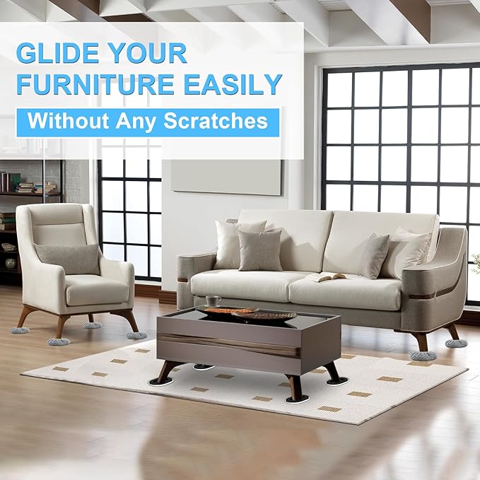 New Upgrade Furniture Movers Sliders, 8+8 Pack 5.8 * 4.3" Multi-Surface Furniture Sliders with Groove Design, Oval 8PCS Moving Pads and 8 Hardwood Socks, Protect Floor and Easily Move Furniture