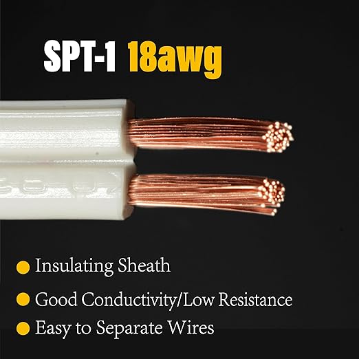 Low Voltage Landscape Lighting Cable 18/2 SPT-1W Bulk Lamp Cord 300-Volt 18-Gauge 250-feet Spool White UL Listed